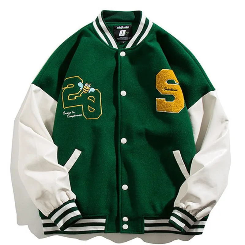"20" Veste Bombers Baseball Universitaire Vert - URB1™