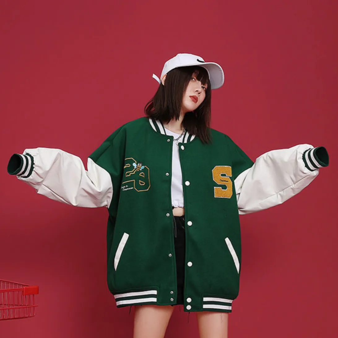 "20" Veste Bombers Baseball Universitaire Vert - URB1™