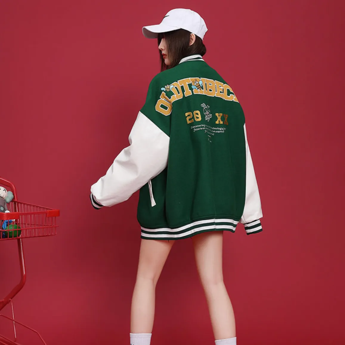 "20" Veste Bombers Baseball Universitaire Vert - URB1™