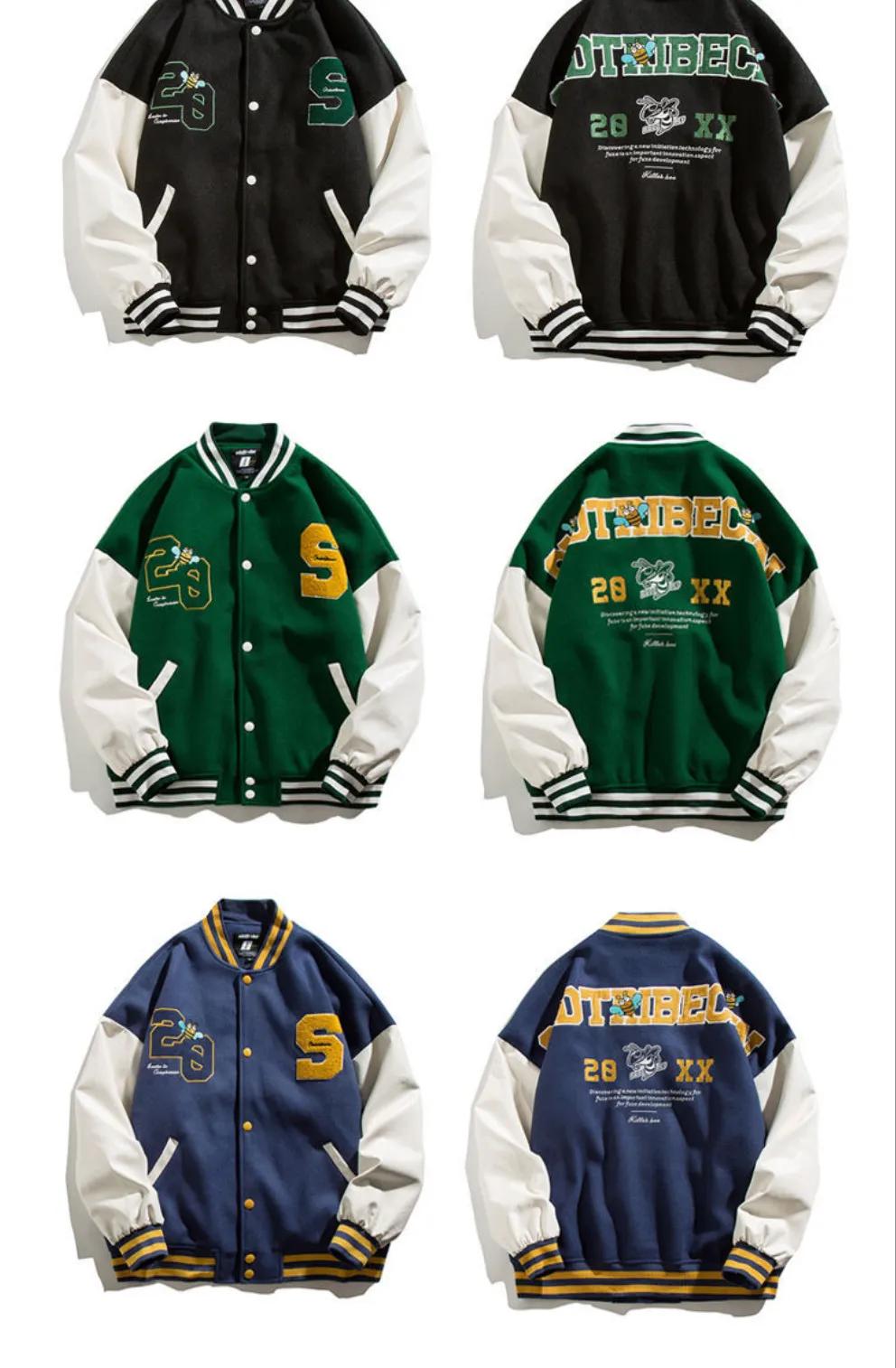 "20" Veste Bombers Baseball Universitaire Vert - URB1™