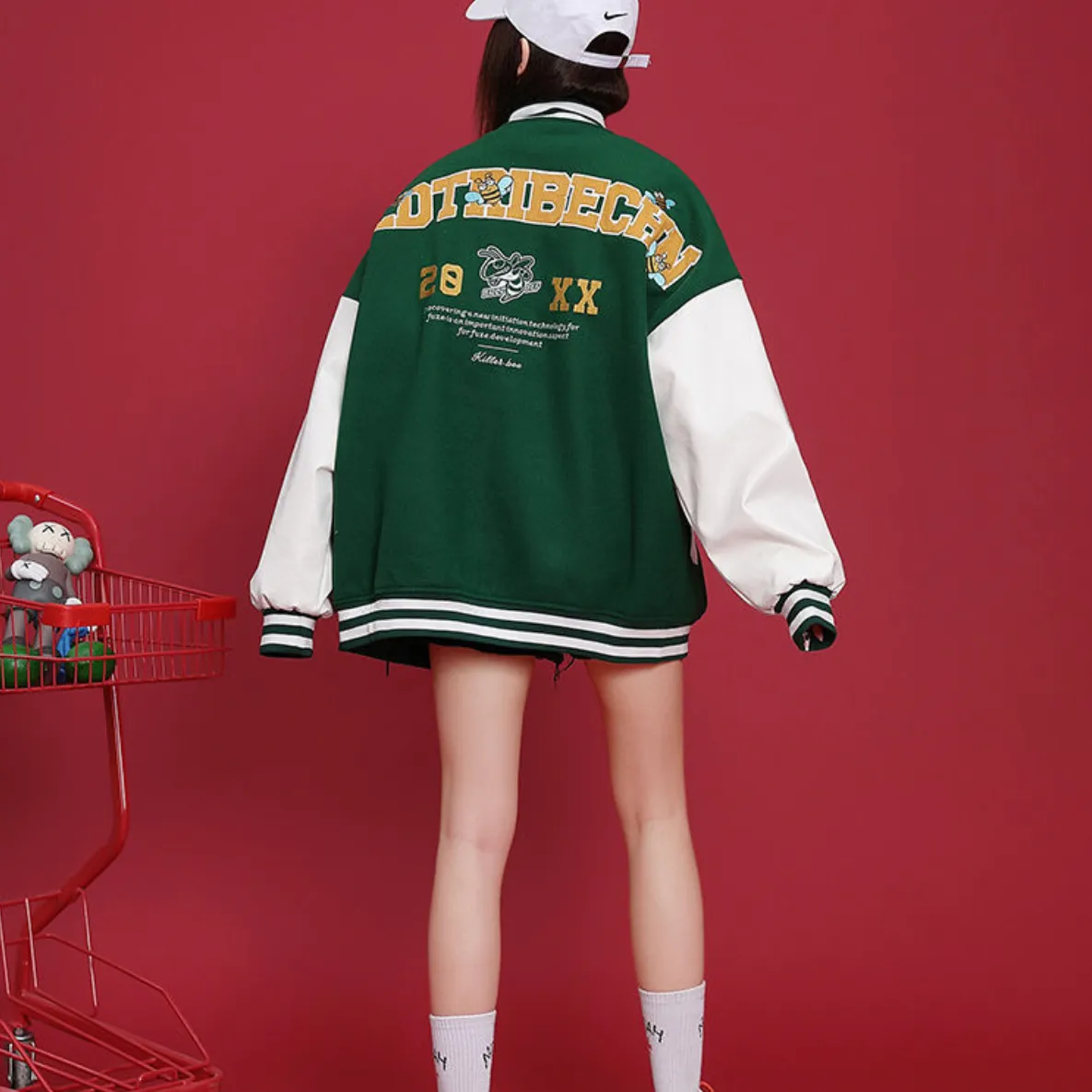 "20" Veste Bombers Baseball Universitaire Vert - URB1™