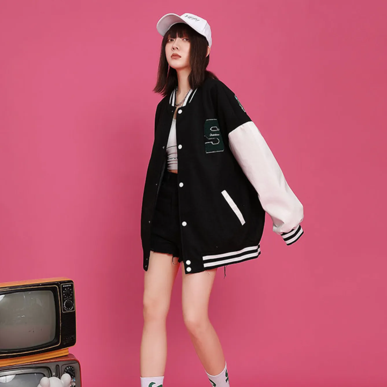 "20" Veste Bombers Baseball Universitaire Vert - URB1™