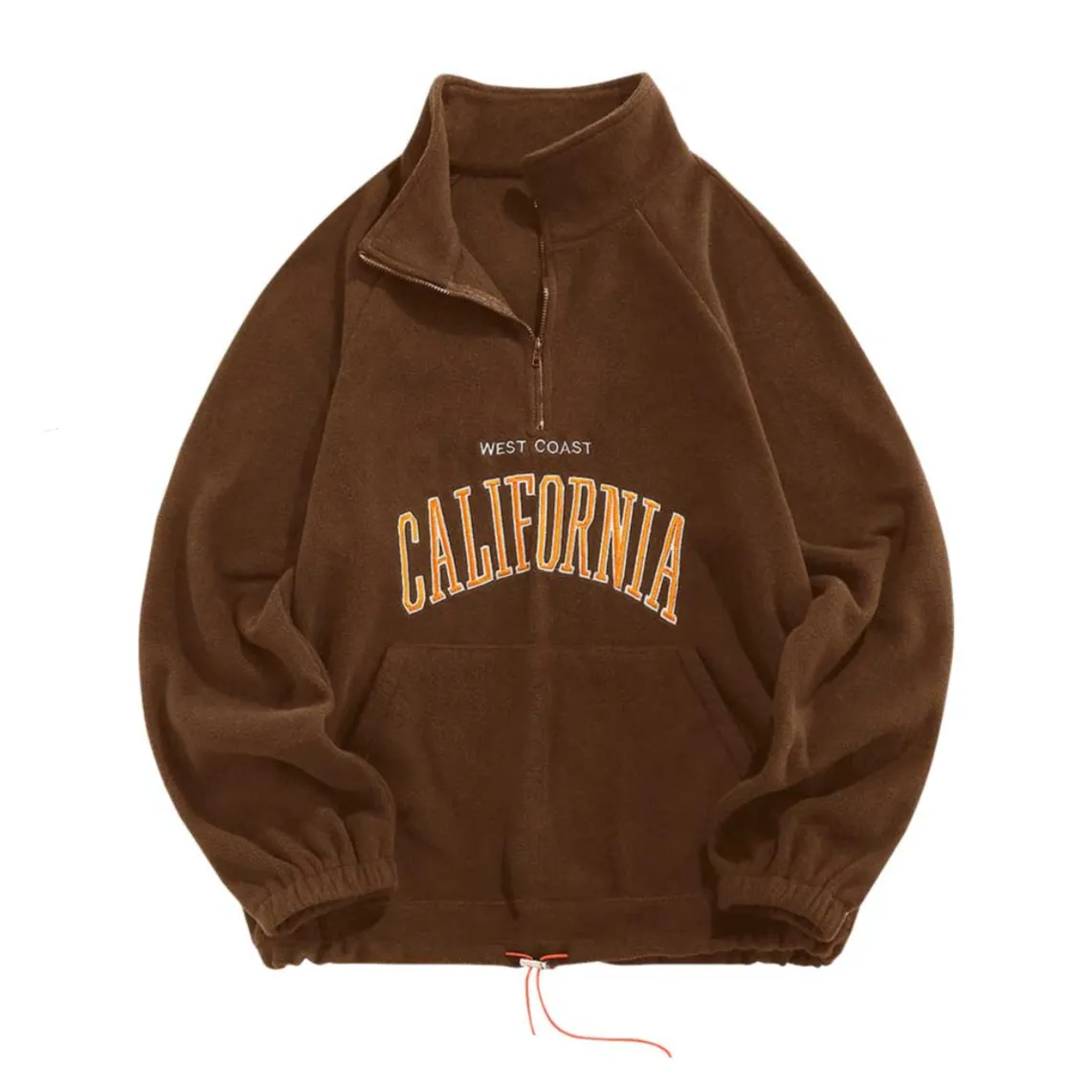 "CALIFORNIA" Sweat-shirt Polaire Col Camionneur Vintage Bleu Ciel - URB1™