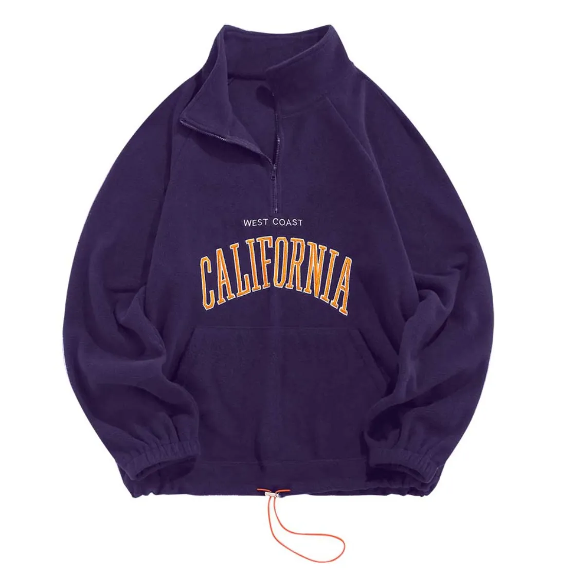 "CALIFORNIA" Sweat-shirt Polaire Col Camionneur Vintage Bleu Ciel - URB1™