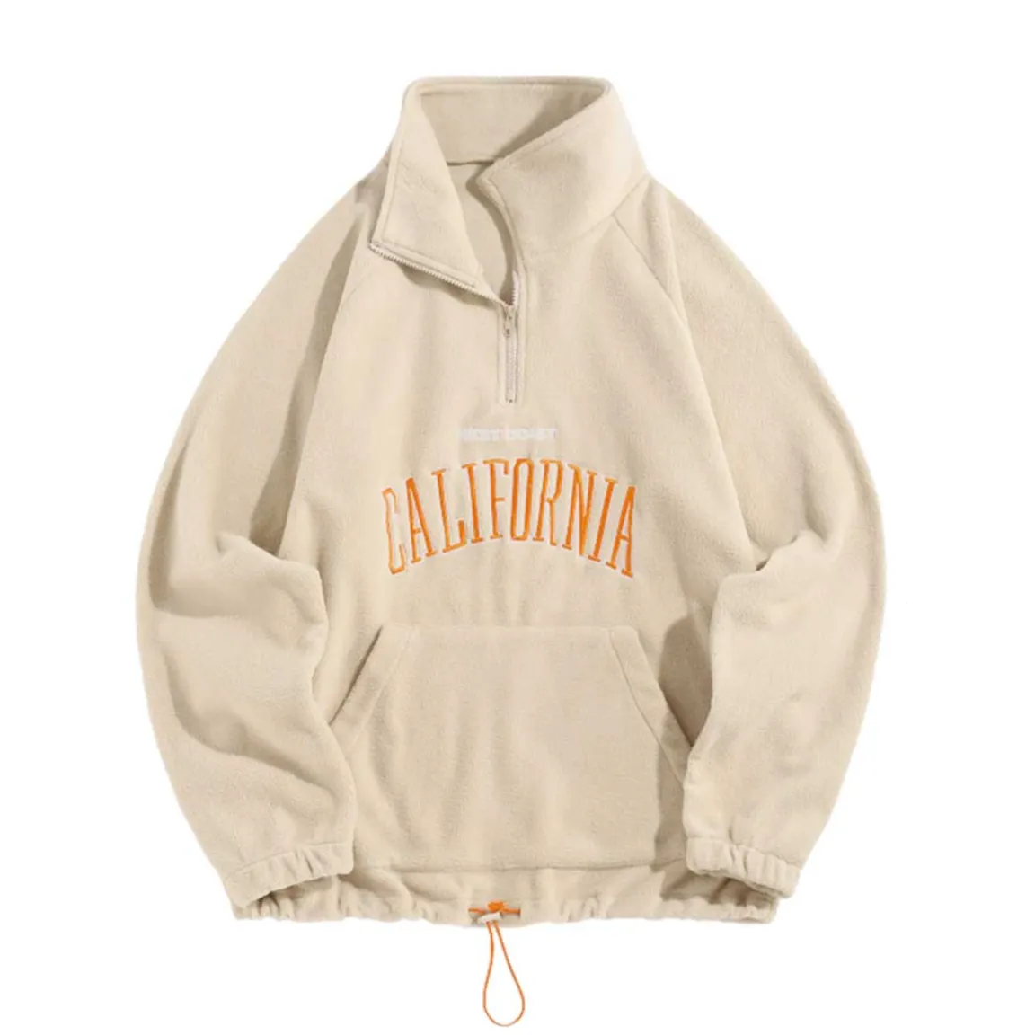 "CALIFORNIA" Sweat-shirt Polaire Col Camionneur Vintage Bleu Ciel - URB1™