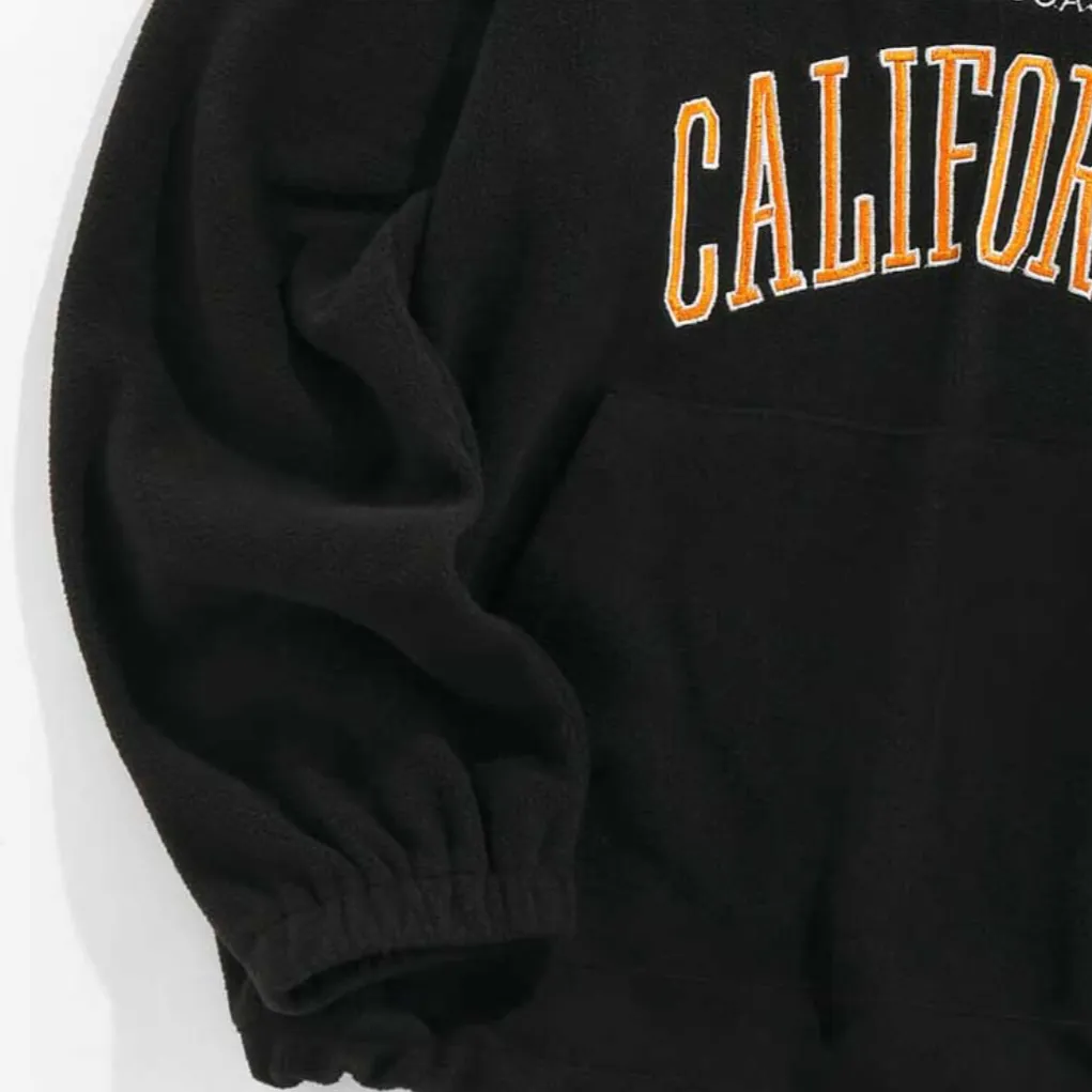 "CALIFORNIA" Sweat-shirt Polaire Col Camionneur Vintage Bleu Ciel - URB1™