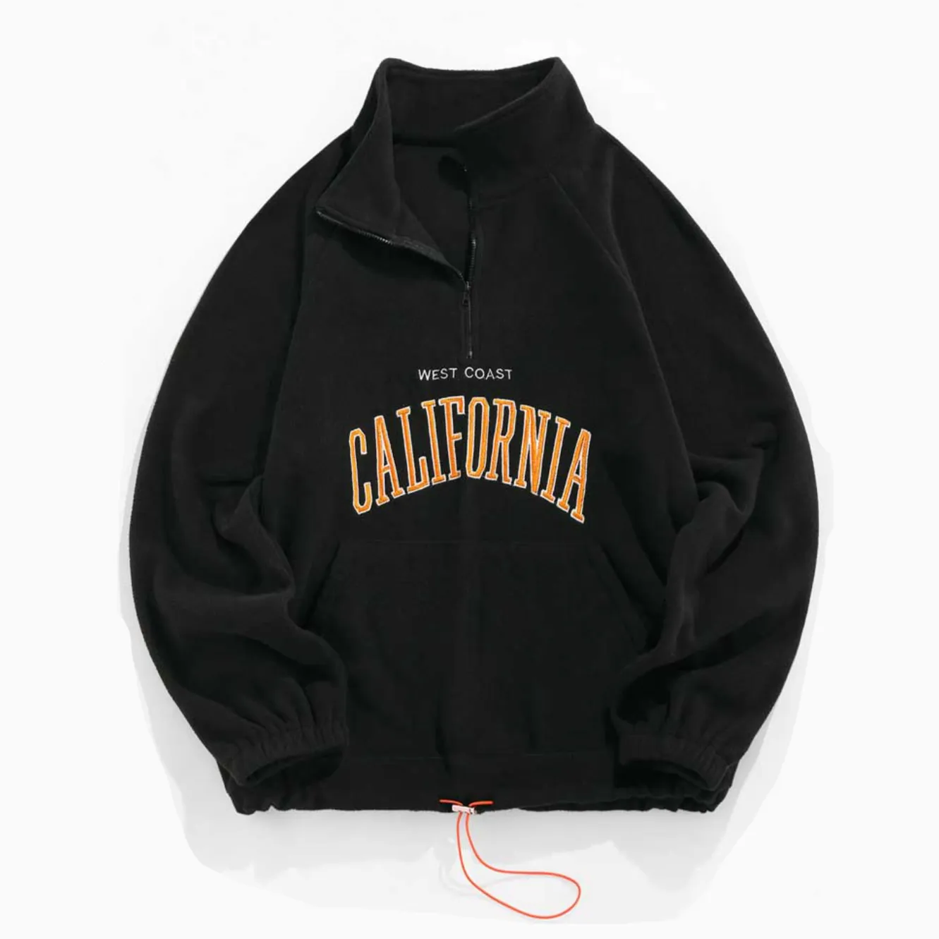 "CALIFORNIA" Sweat-shirt Polaire Col Camionneur Vintage Bleu Ciel - URB1™