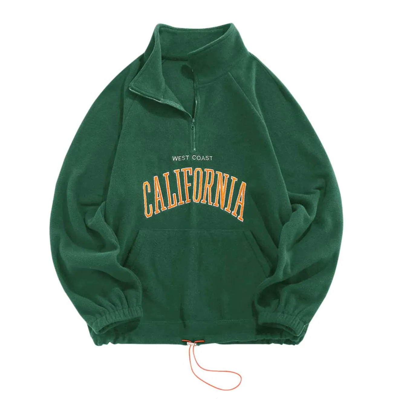 "CALIFORNIA" Sweat-shirt Polaire Col Camionneur Vintage Bleu Ciel - URB1™