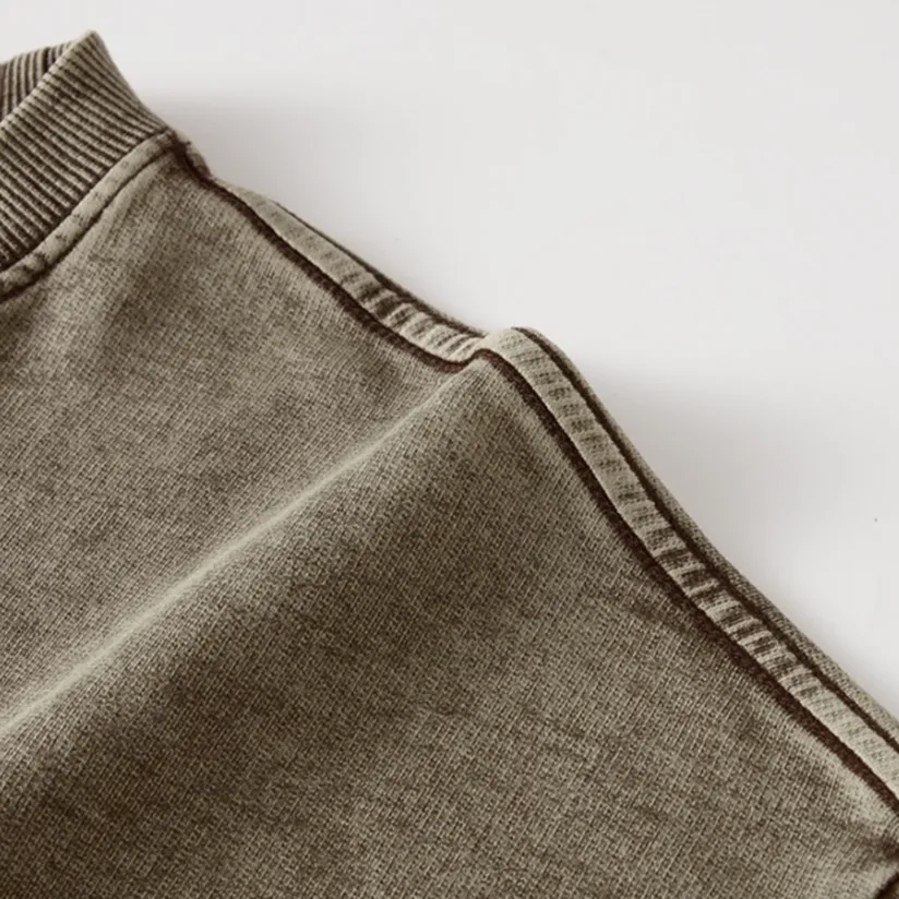"DLVD" T-shirt Manches longues Molletonné Délavé Marron Gris - URB1™