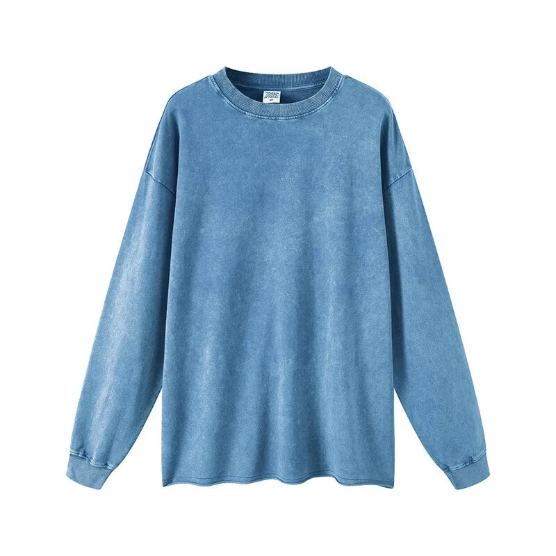 "DLVD" T-shirt Manches longues Molletonné Délavé Marron Gris - URB1™