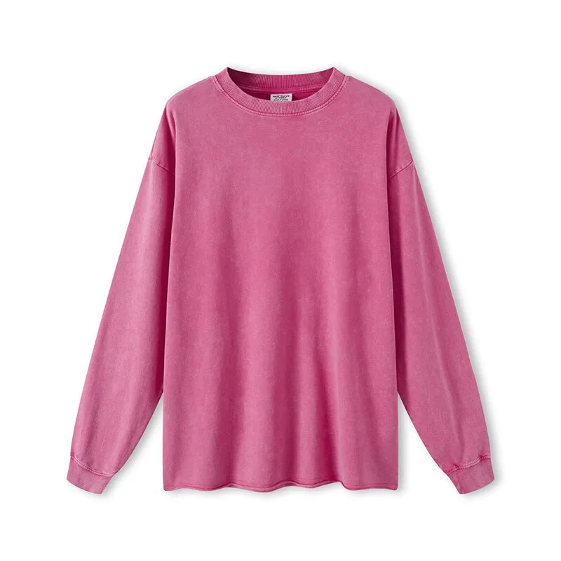 "DLVD" T-shirt Manches longues Molletonné Délavé Marron Gris - URB1™