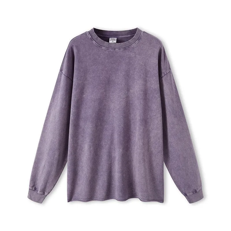 "DLVD" T-shirt Manches longues Molletonné Délavé Marron Gris - URB1™