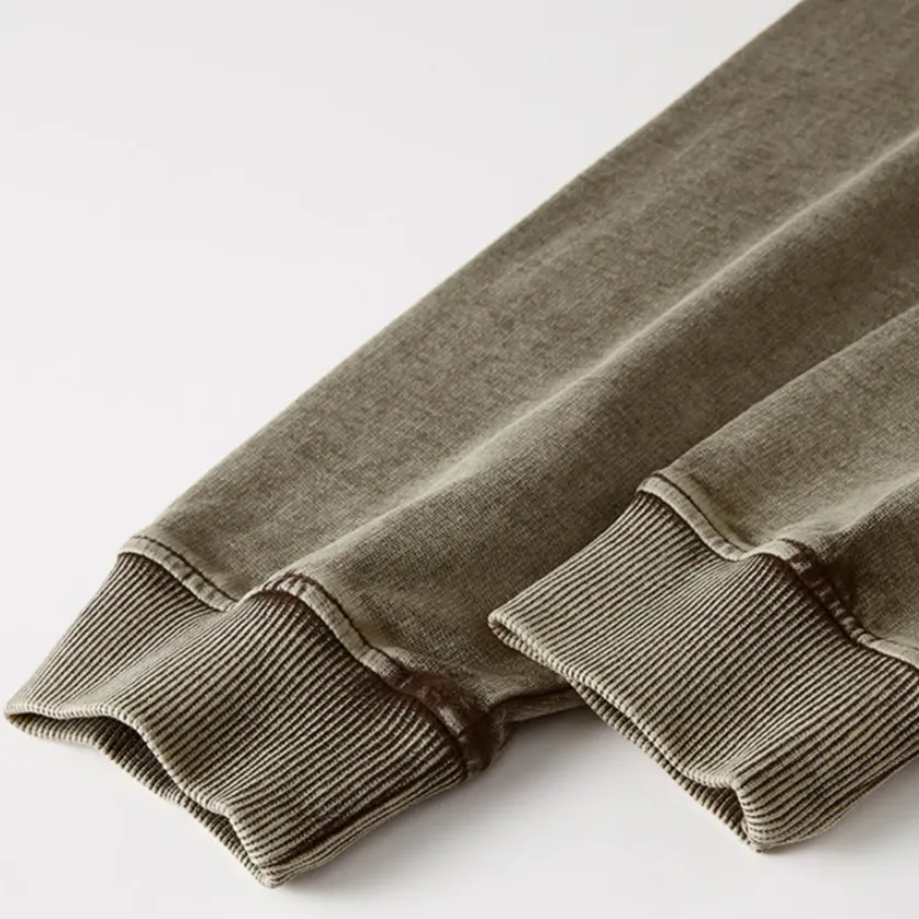 "DLVD" T-shirt Manches longues Molletonné Délavé Marron Gris - URB1™