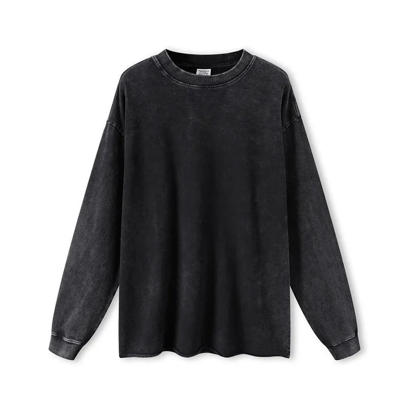 "DLVD" T-shirt Manches longues Molletonné Délavé Noir - URB1™