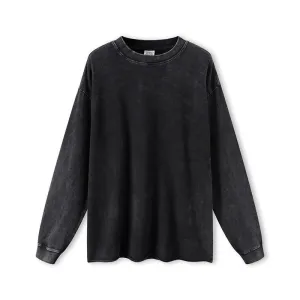 "DLVD" T-shirt Manches longues Molletonné Délavé Noir - URB1™