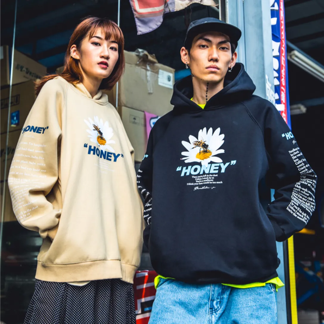 "HONEY" Sweatshirt hoodie à capuche Noir - URB1™