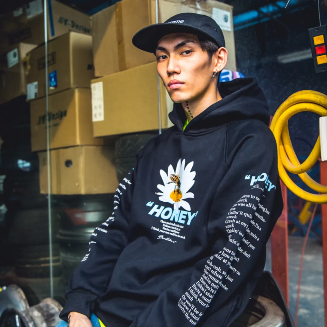 "HONEY" Sweatshirt hoodie à capuche Noir - URB1™