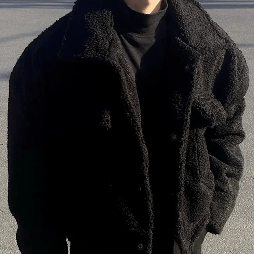 "JCKD" Manteau Veste Imitation Mouton Noir - URB1™