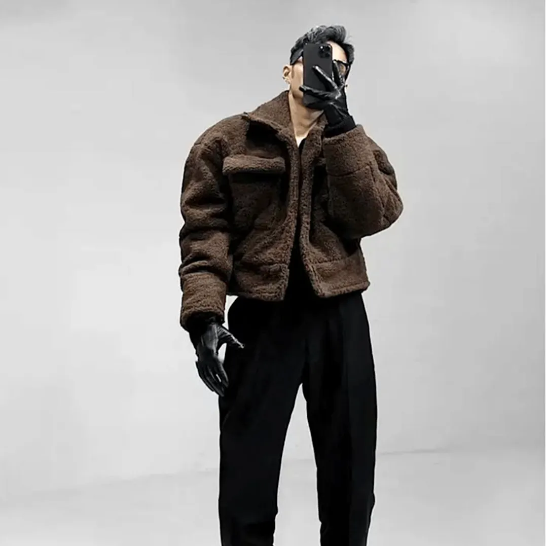 "JCKD" Manteau Veste Imitation Mouton Noir - URB1™