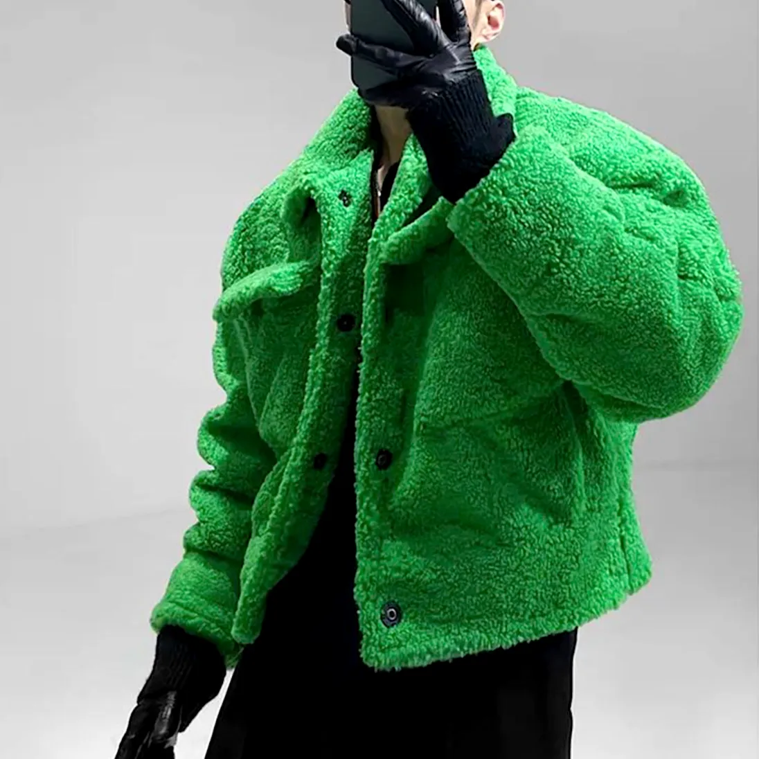 "JCKD" Manteau Veste Imitation Mouton Noir - URB1™