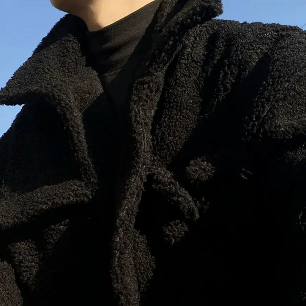 "JCKD" Manteau Veste Imitation Mouton Noir - URB1™