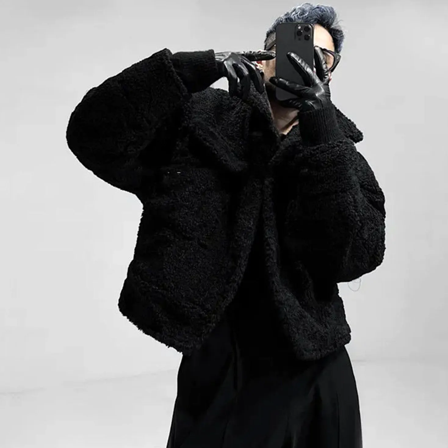 "JCKD" Manteau Veste Imitation Mouton Noir - URB1™