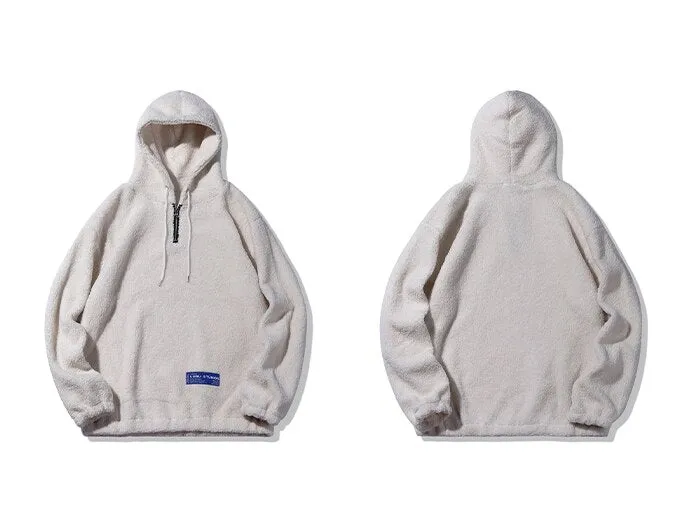 "LOBU" Sweat-shirt Hoodie à capuche Fourrure Blanc - URB1™