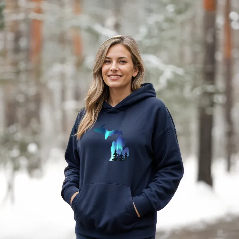 "Michigan Northern Lights" Relaxed Fit Classic Unisex Hoodie