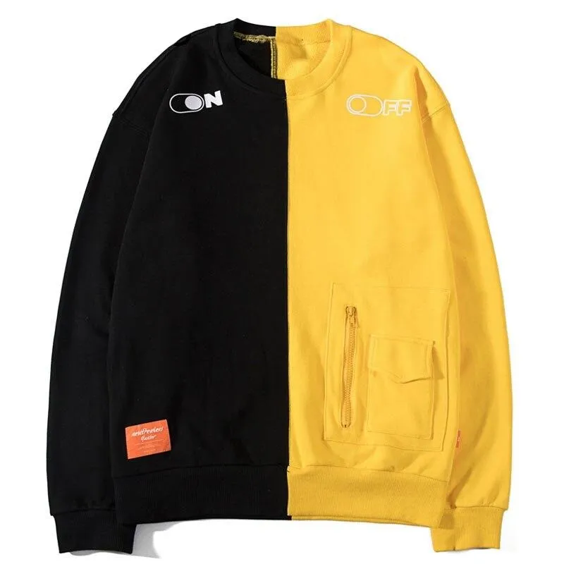 "ON-OFF" Sweat-Shirt Crewneck Jaune et Noir - URB1™