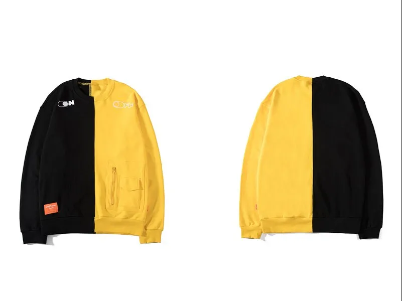 "ON-OFF" Sweat-Shirt Crewneck Jaune et Noir - URB1™