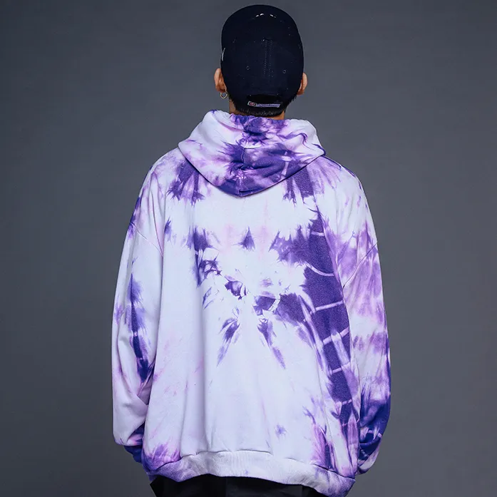 "TIE AND DYE" Sweat-shirt Hoodie à capuche Bleu - URB1™