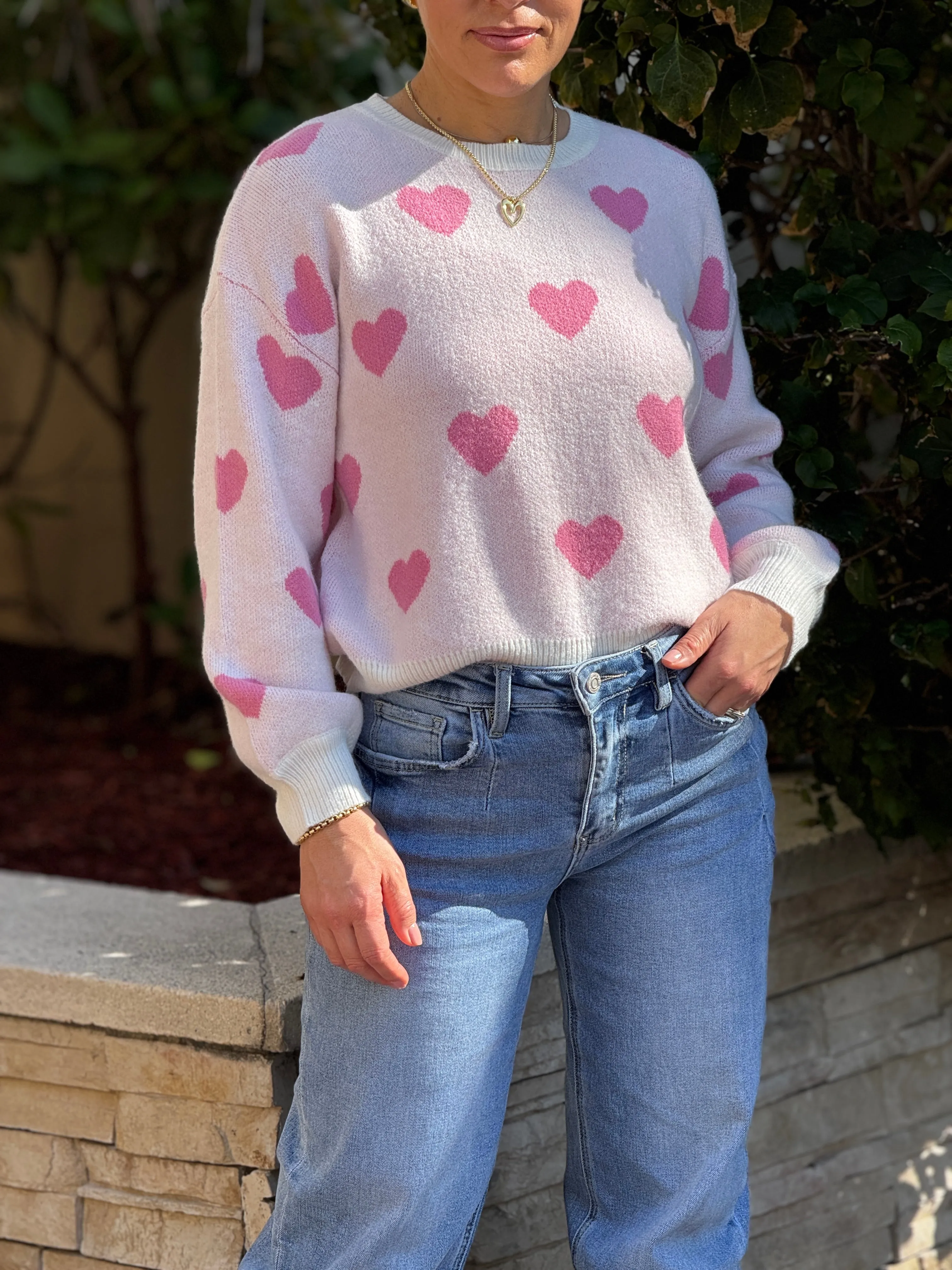 "Wanda" Heart Shape Long Sleeve Sweater