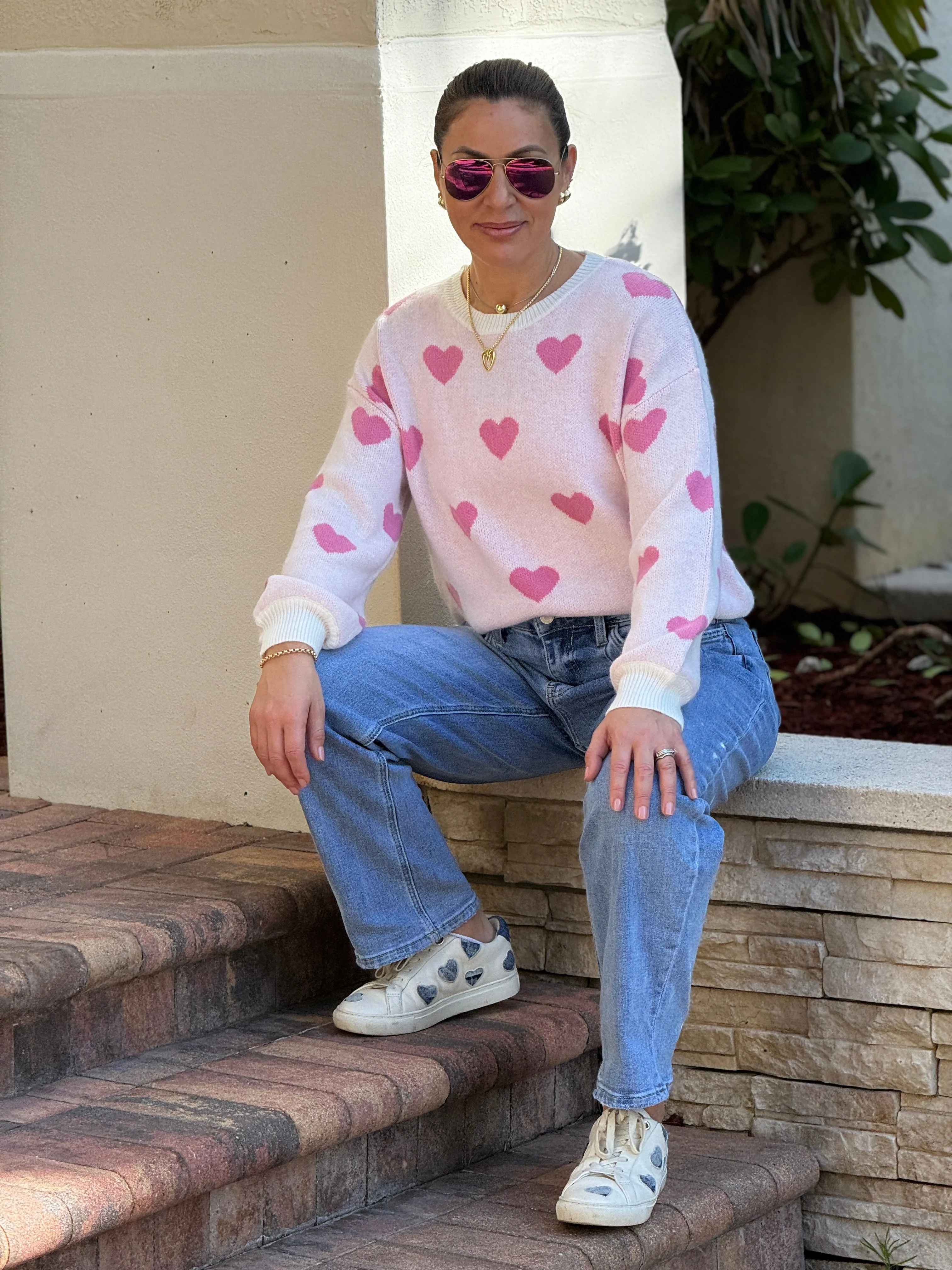 "Wanda" Heart Shape Long Sleeve Sweater