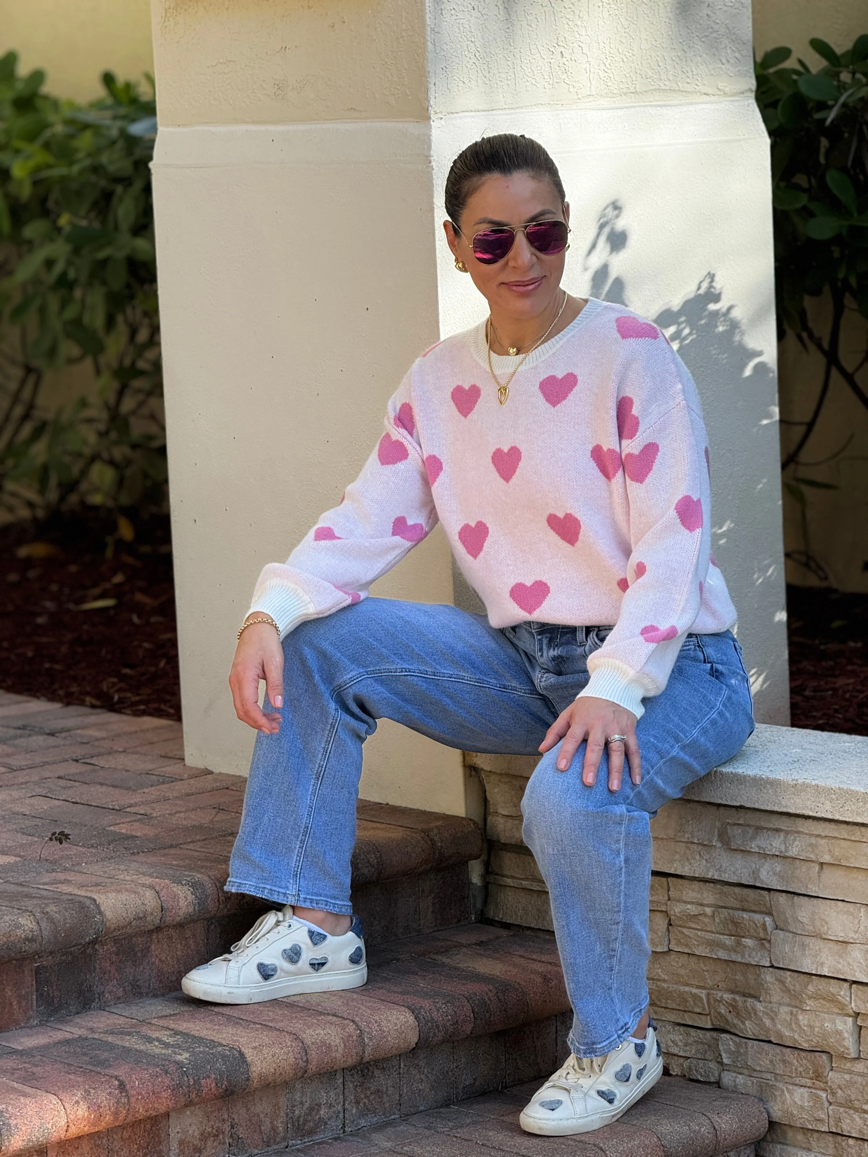 "Wanda" Heart Shape Long Sleeve Sweater