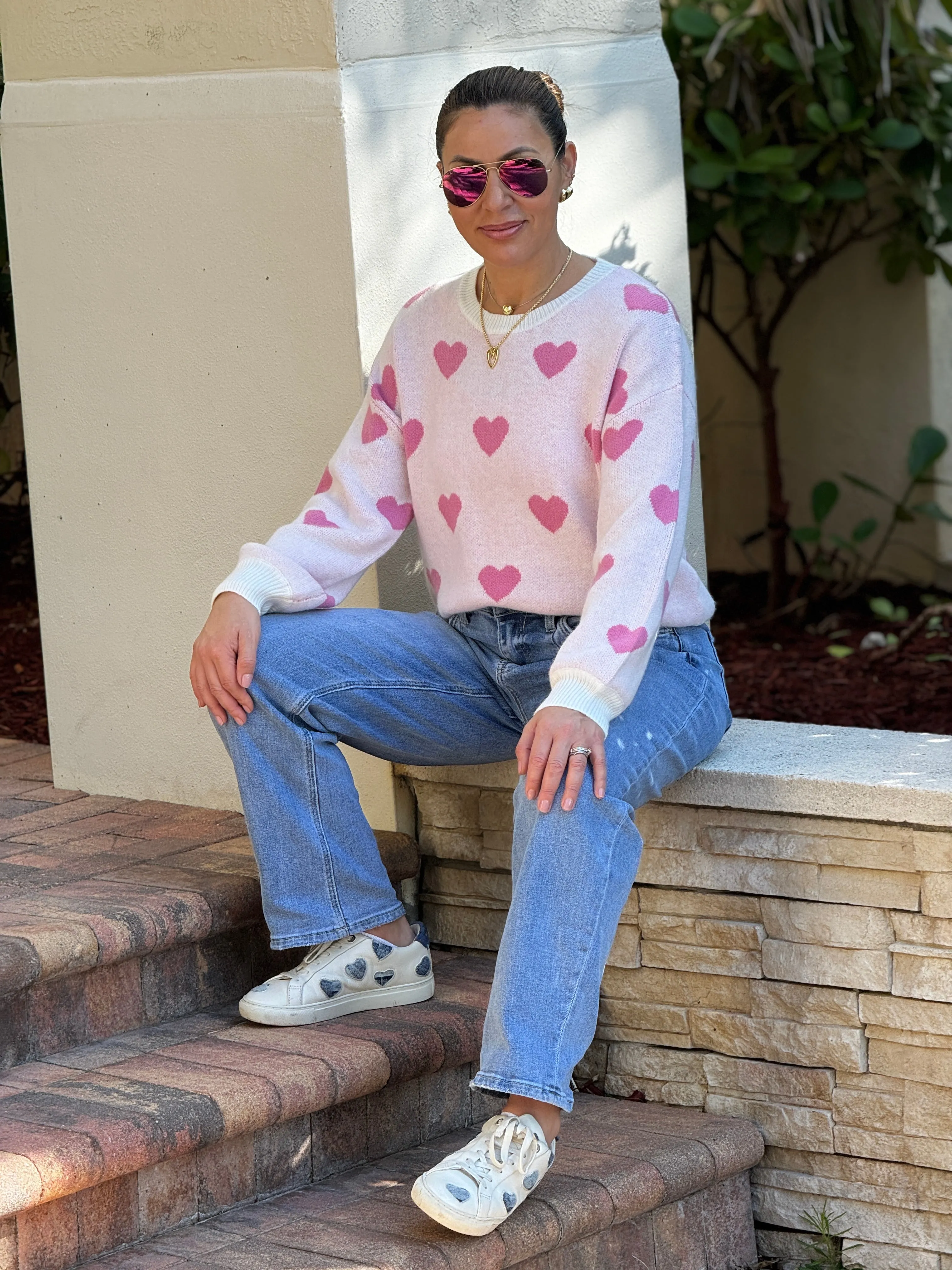 "Wanda" Heart Shape Long Sleeve Sweater