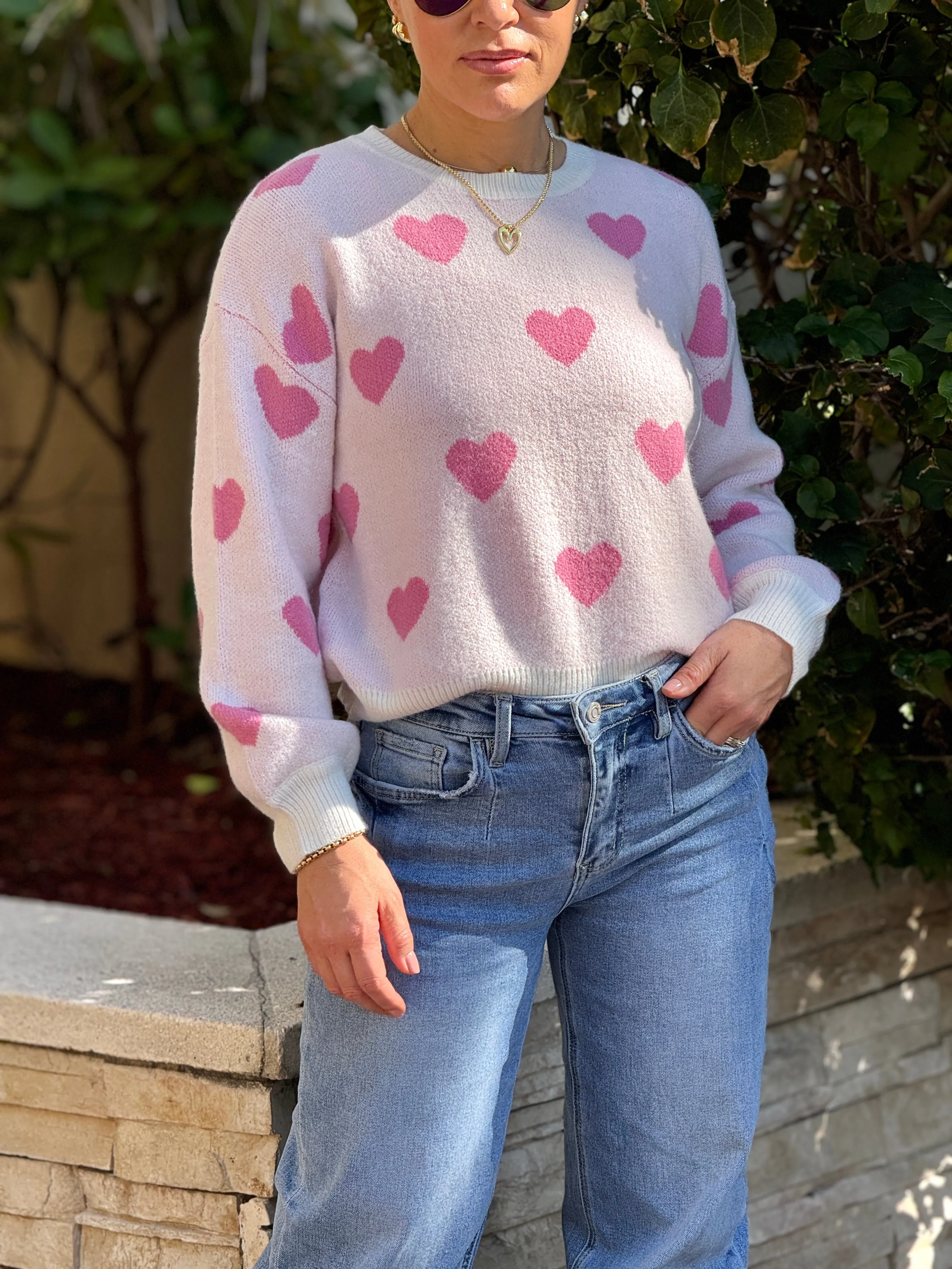 "Wanda" Heart Shape Long Sleeve Sweater