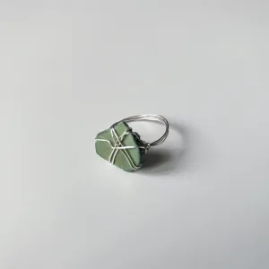 R S Green Opal Silver Wire Ring