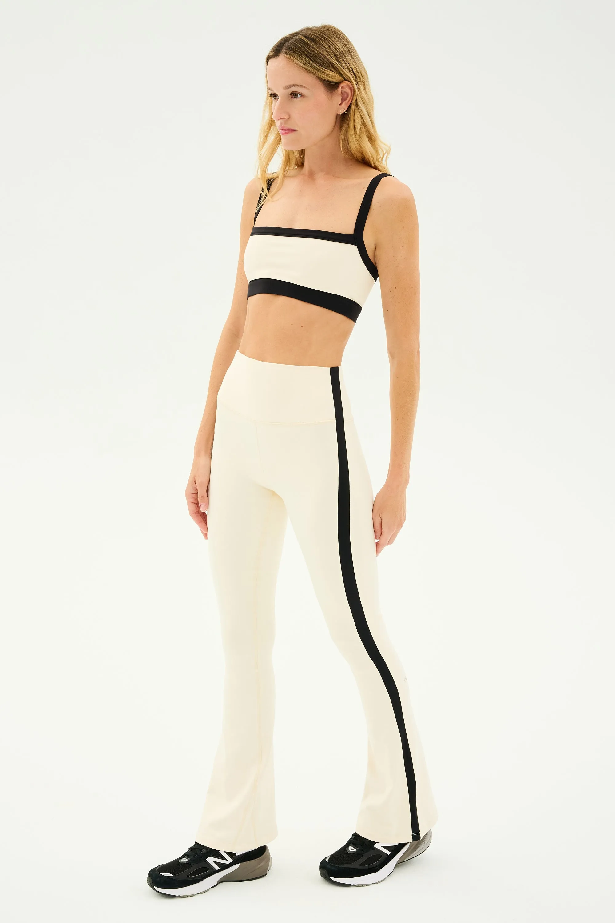 Raquel High Waist Flared Legging - Creme/Black