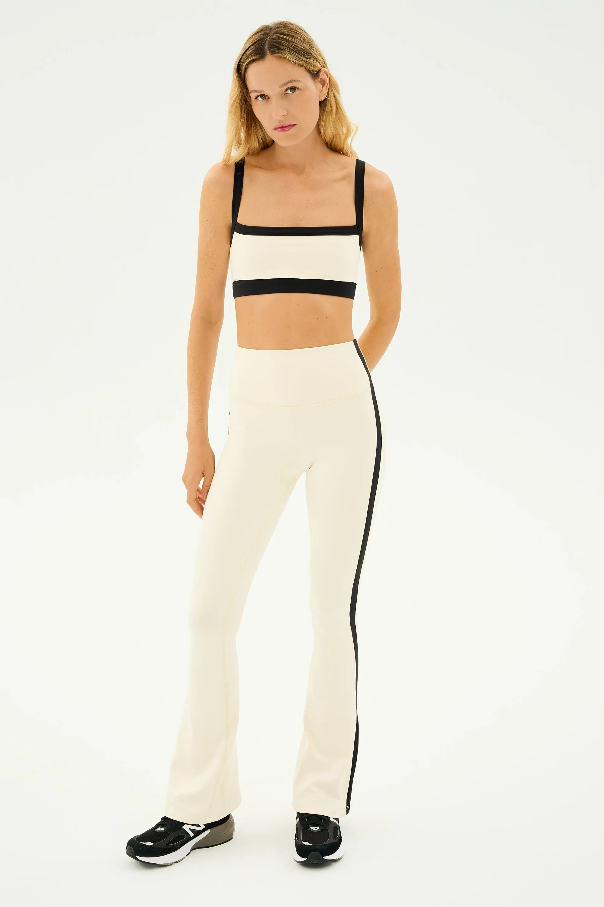Raquel High Waist Flared Legging - Creme/Black