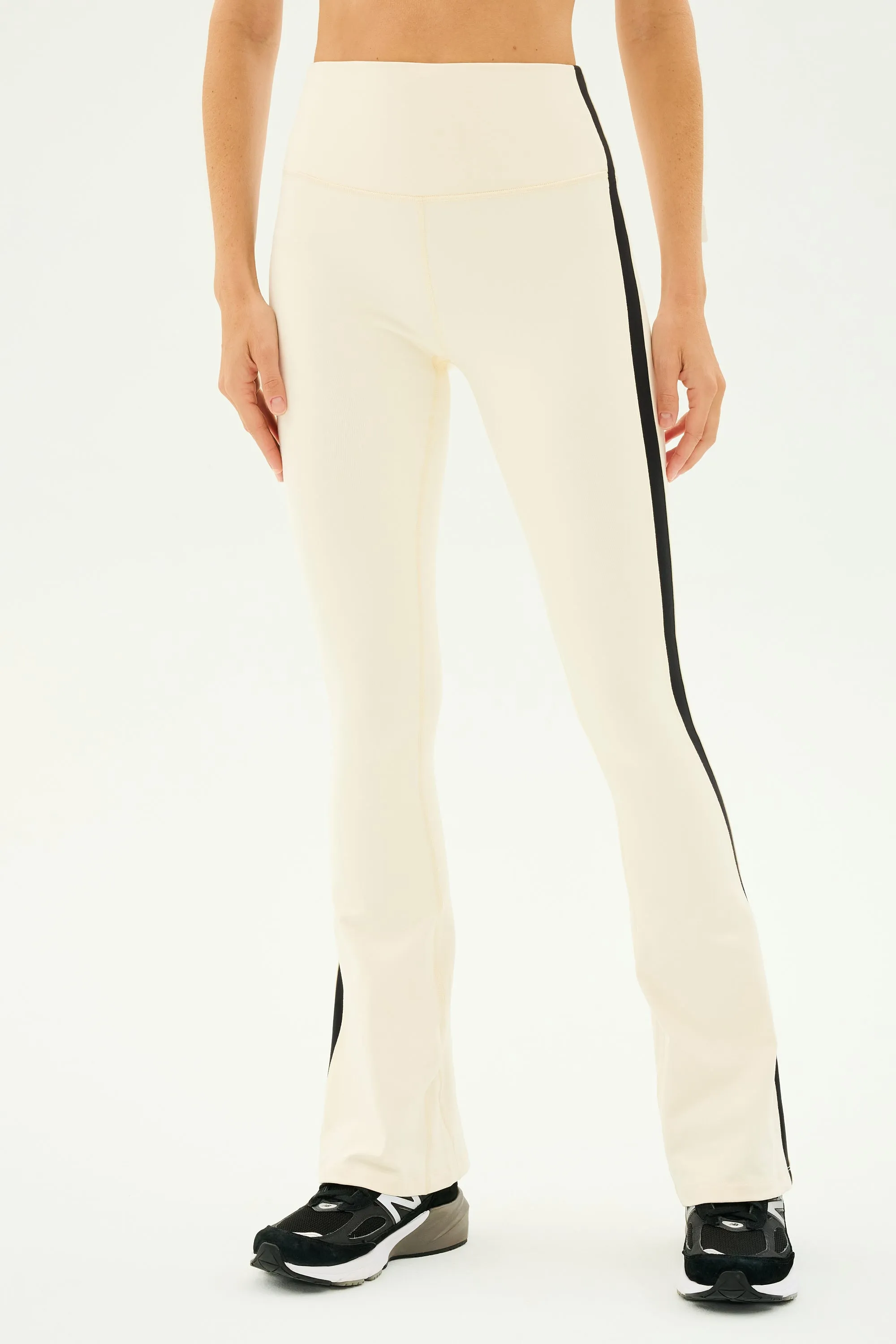 Raquel High Waist Flared Legging - Creme/Black