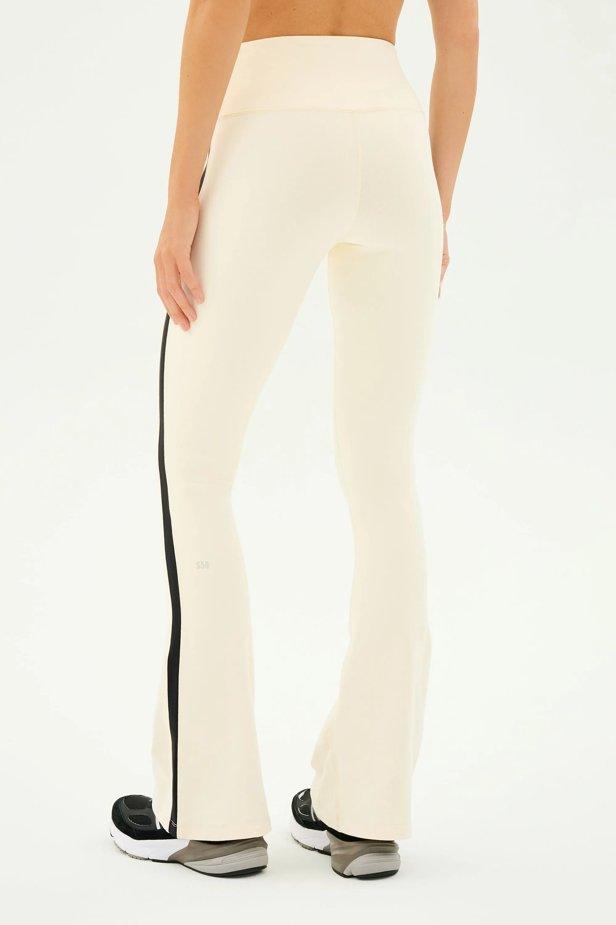 Raquel High Waist Flared Legging - Creme/Black