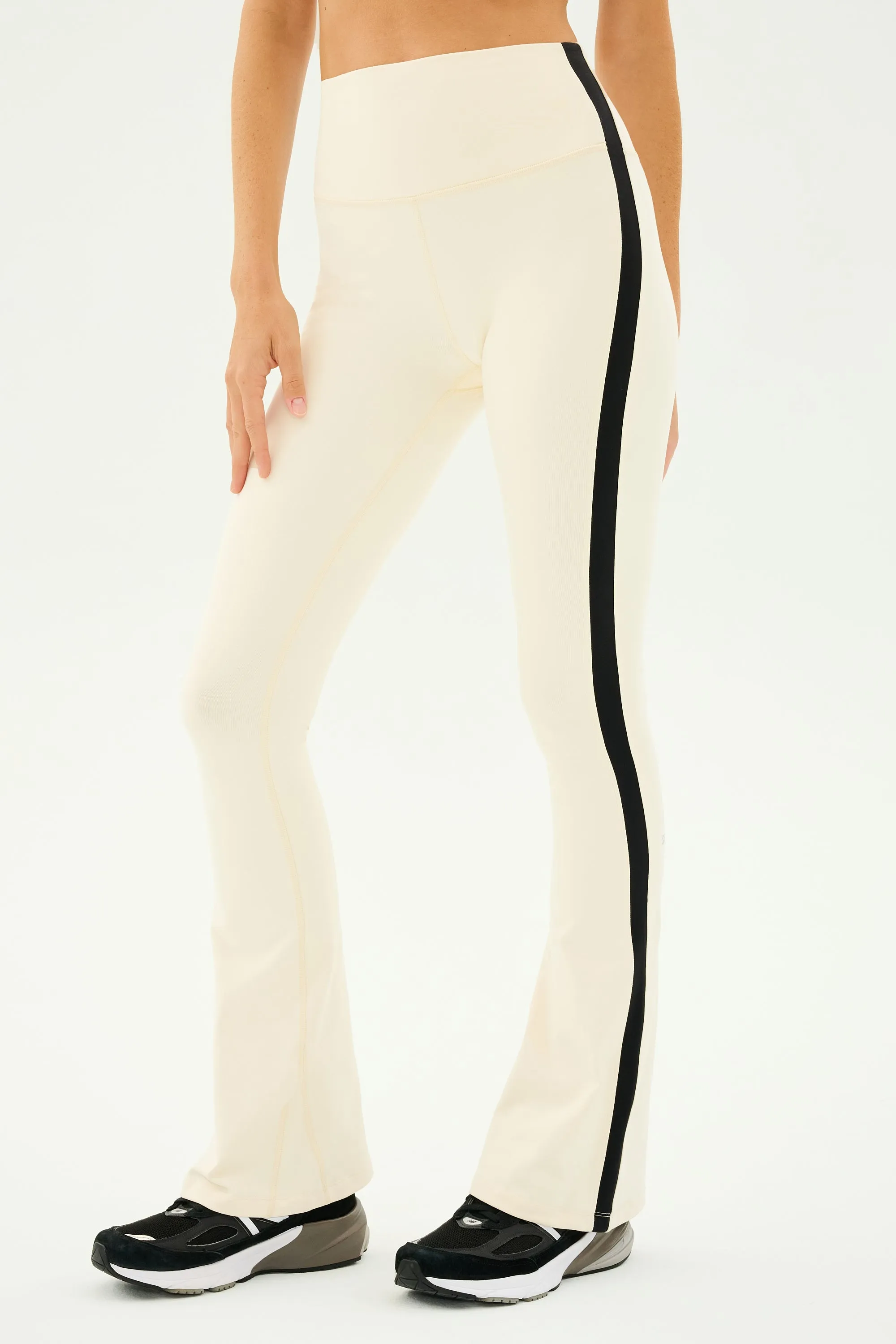 Raquel High Waist Flared Legging - Creme/Black