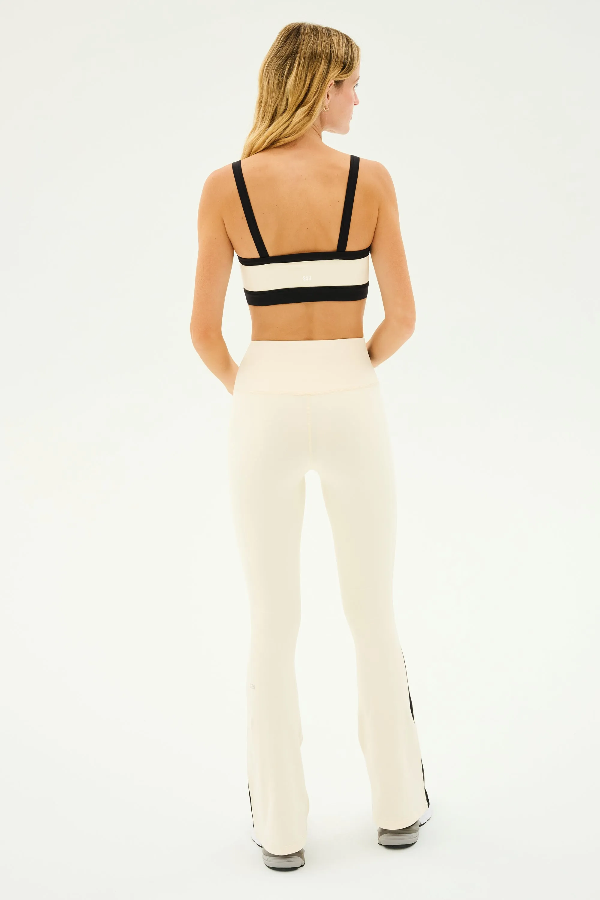 Raquel High Waist Flared Legging - Creme/Black