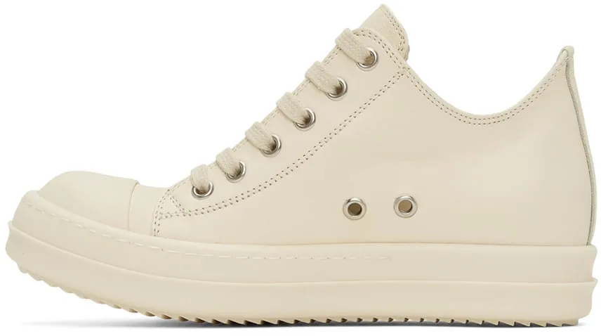 RICK OWENS Off-White Full Grain Low Sneakers