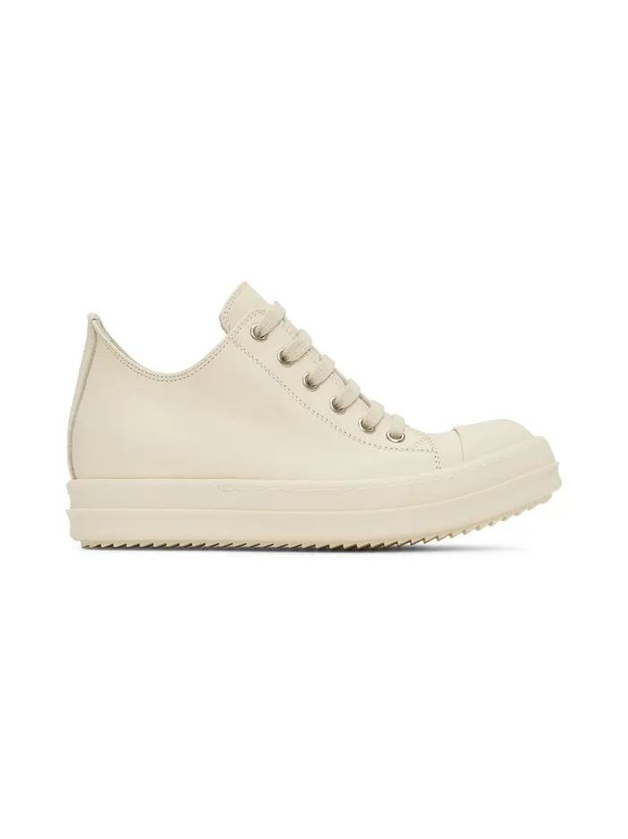 RICK OWENS Off-White Full Grain Low Sneakers
