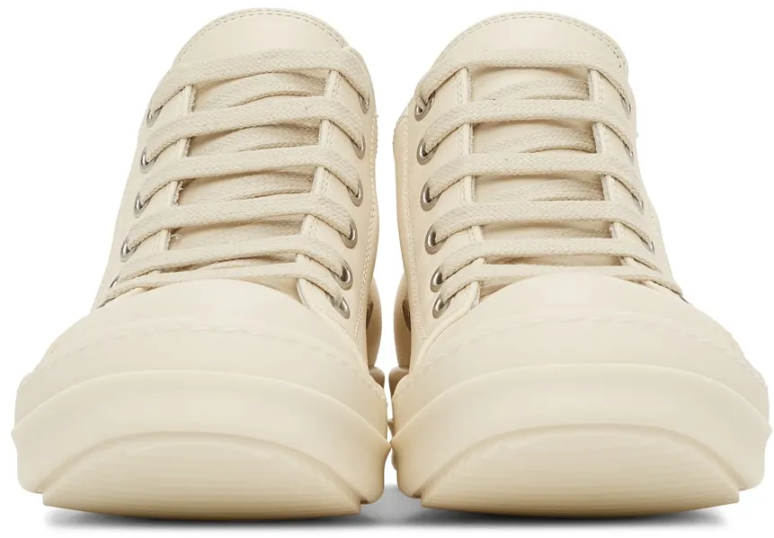 RICK OWENS Off-White Full Grain Low Sneakers
