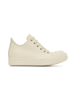 RICK OWENS Off-White Full Grain Low Sneakers
