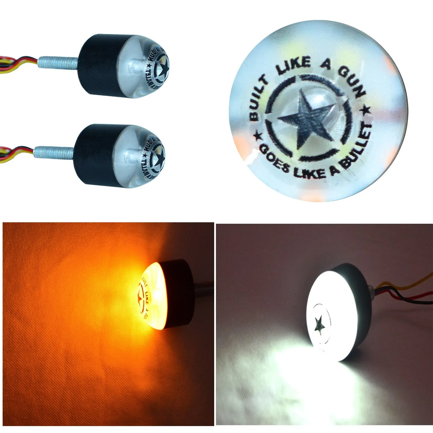 R.J.VON Handle Bar End LED Indicator (Set of 2, White)