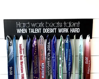 Running  Medal Holder- Hard Work Beats Talent When Talent Doesn't Work Hard - Large