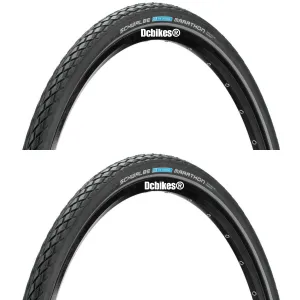 Schwalbe 24 | 26 X 1.75 Marathon Green Guard Twinskin Wired Hybrid Touring Tyres Etrto: 47-559/47-507 (2 Tires)